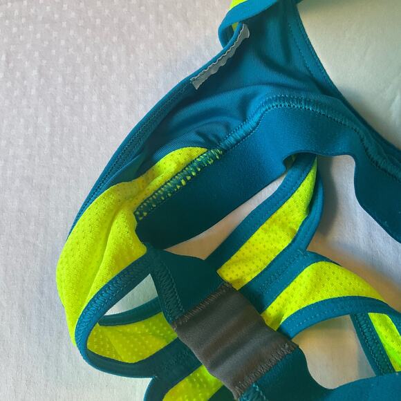 Champion Women’s V-neck Sport Bra size 34C (M), Neon Green & Blue - Picture 7 of 7
